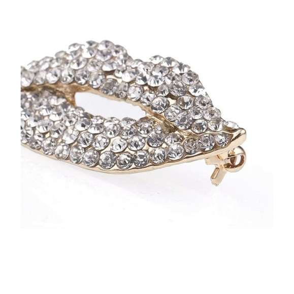 BROOCH LIPS pin fashion rhinestone fun pin clear - Picture 6 of 6